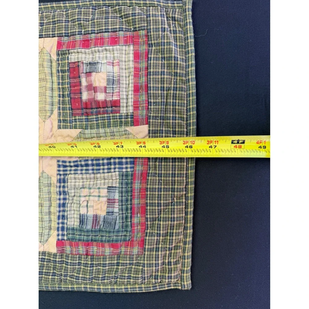 Victorian Heart Quilt Table Runner 12x60 Plaid Patchwork Star Primitive Country